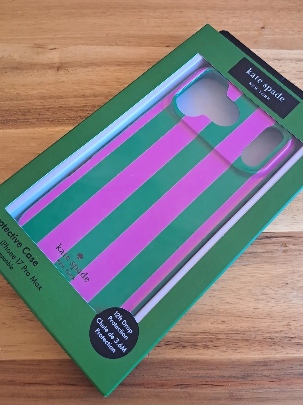 Kate Spade New York Iphone 17 Pro Max Green & Pink Striped iPhone Case